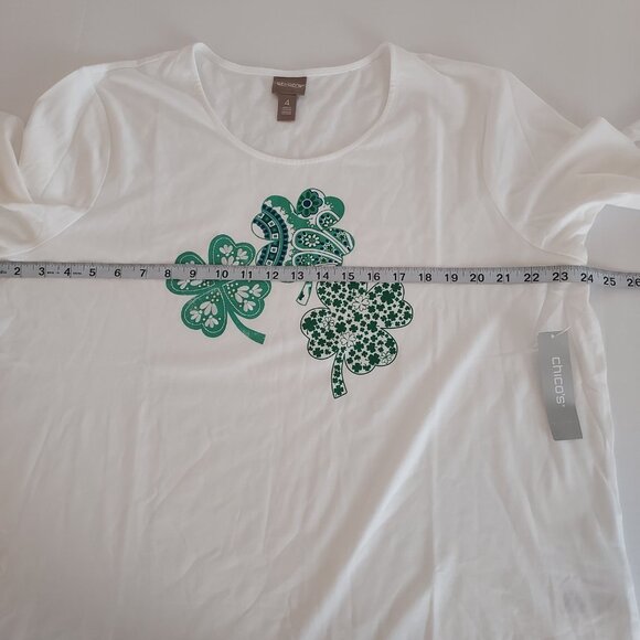 Chico's  Shimmer Shamrock 3/4 Sleeve Top Size XXL NWT - Picture 3 of 8